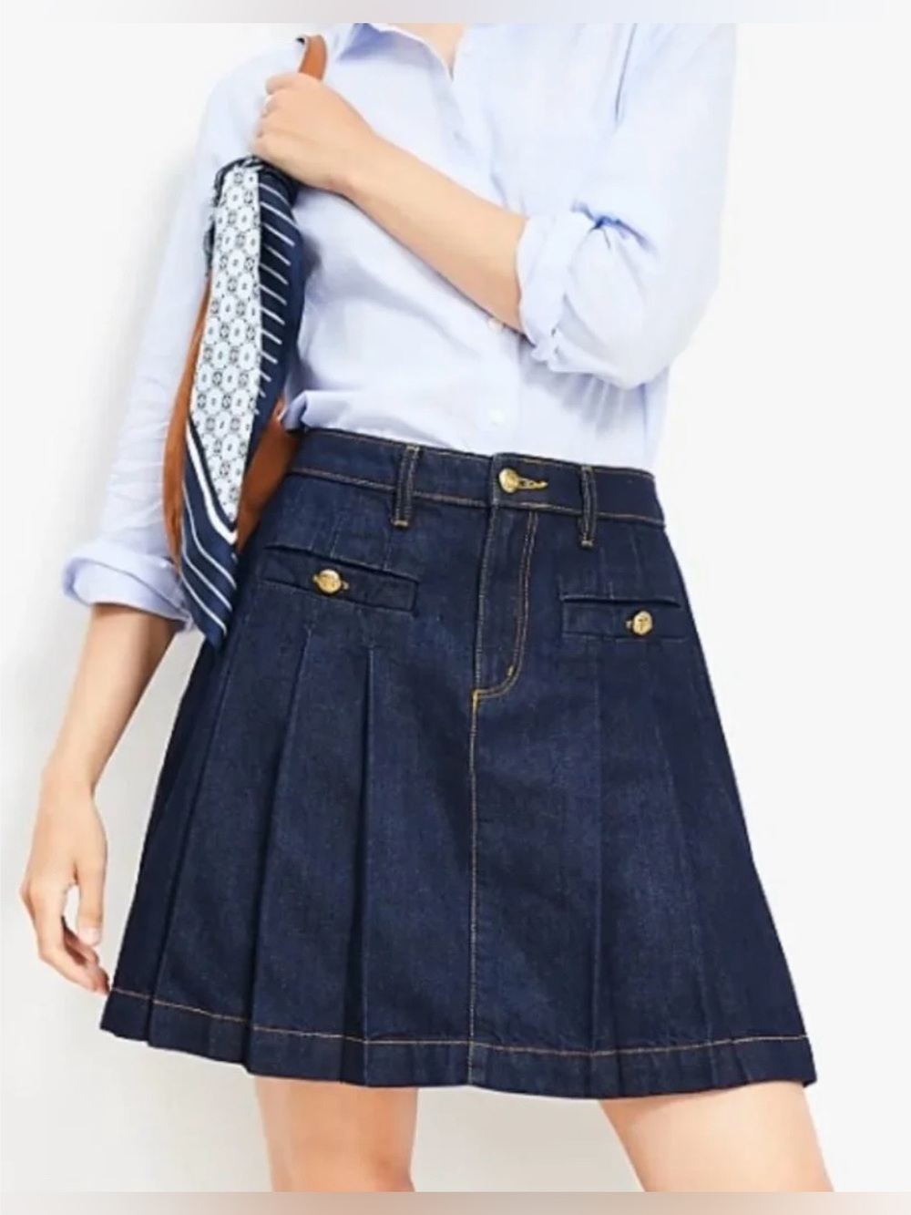 NEW- LOFT Denim Mini Skirt in Blue Size 2 NWT